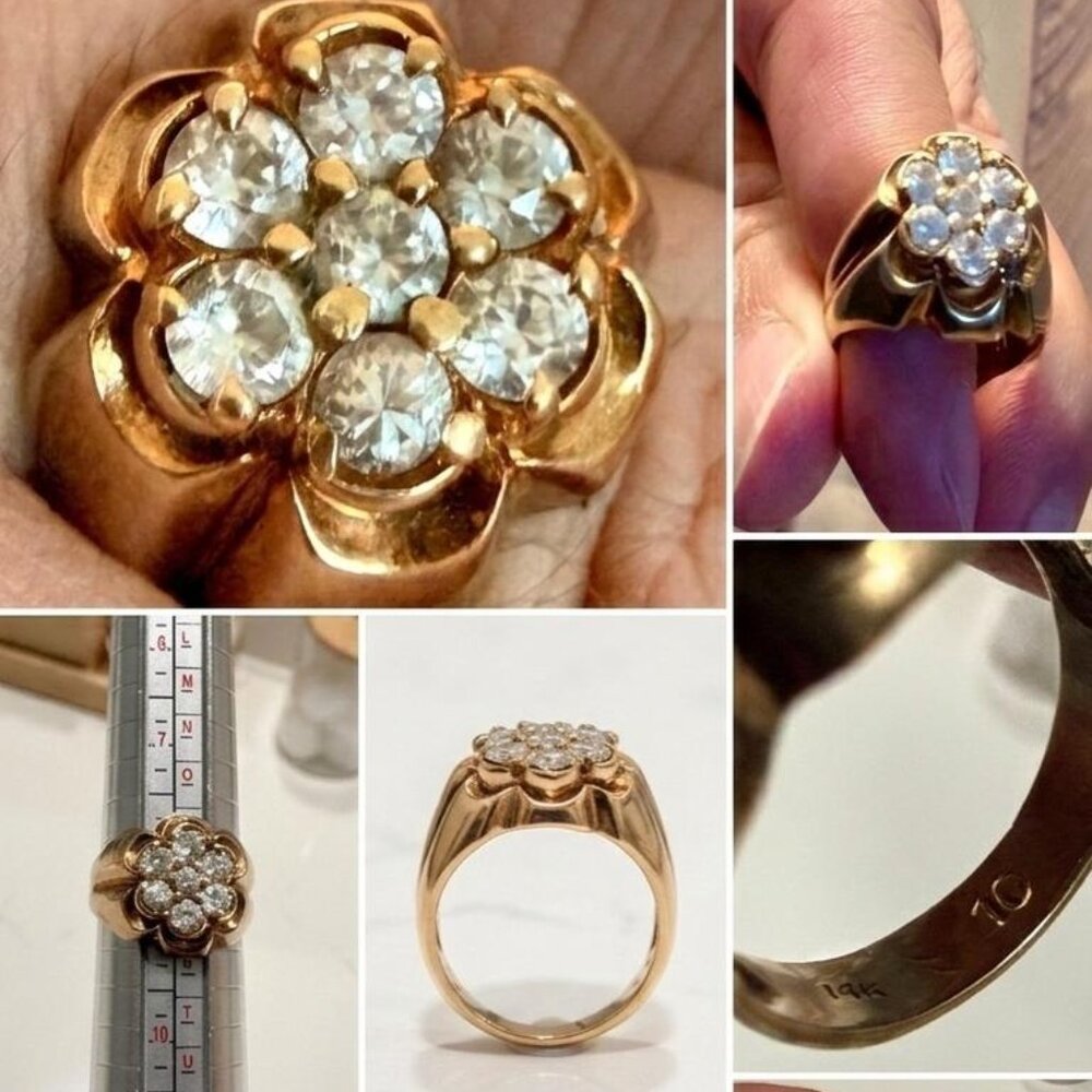 Vintage 14K Gold Diamond Cluster Ring .50 CTW 7.15g Size 8 Estate Fine Jewelry - Picture 8 of 8